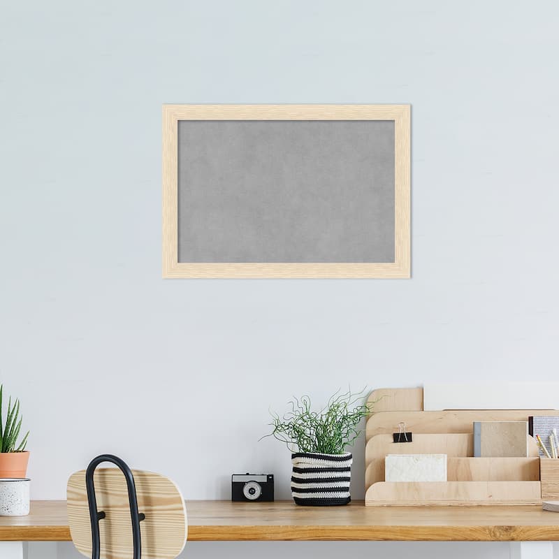 Amanti Art Woodgrain Stripe Blonde Framed Magnetic Board