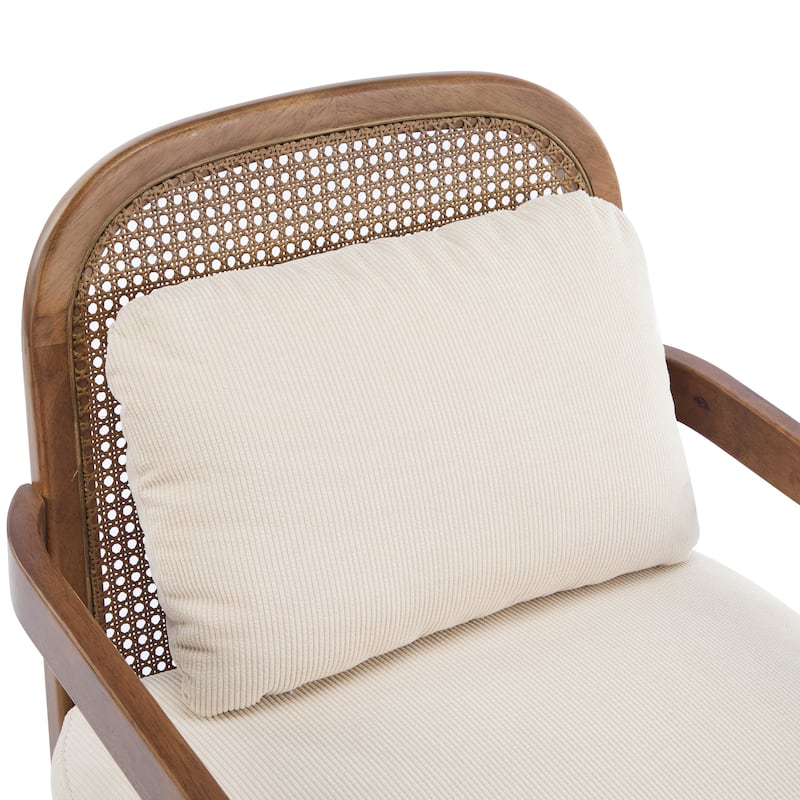 [Set Of 2] 26.6" Accent Chair With Walnut Finish Solid Wood Frame And Rattan Backrest,Comfy Armchairs