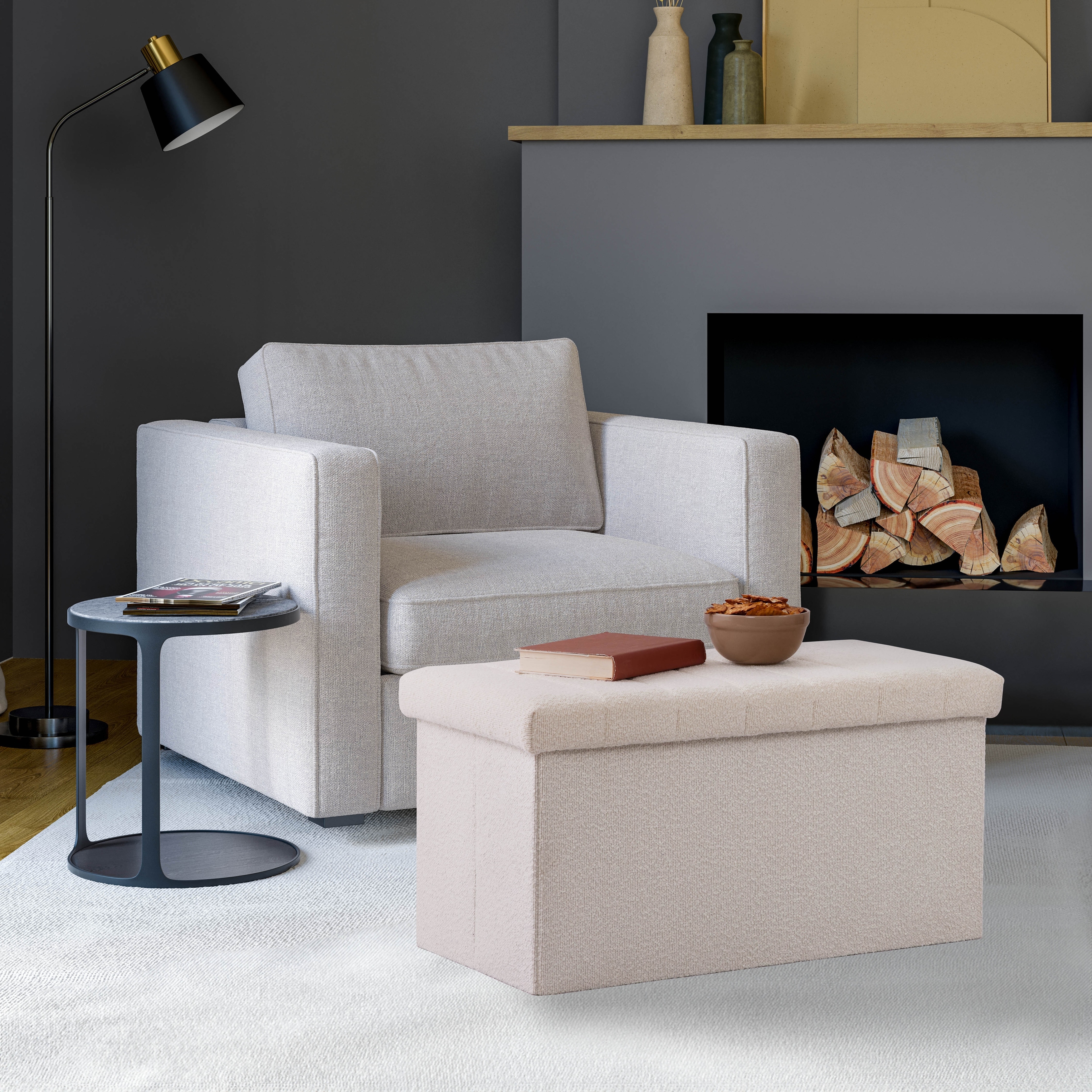 「#期間限定」のおすすめ人気ランキング Storage Classics Seville Bench Bed - Boucle White Ottoman, サロペット・オーバーオール・オールインワン