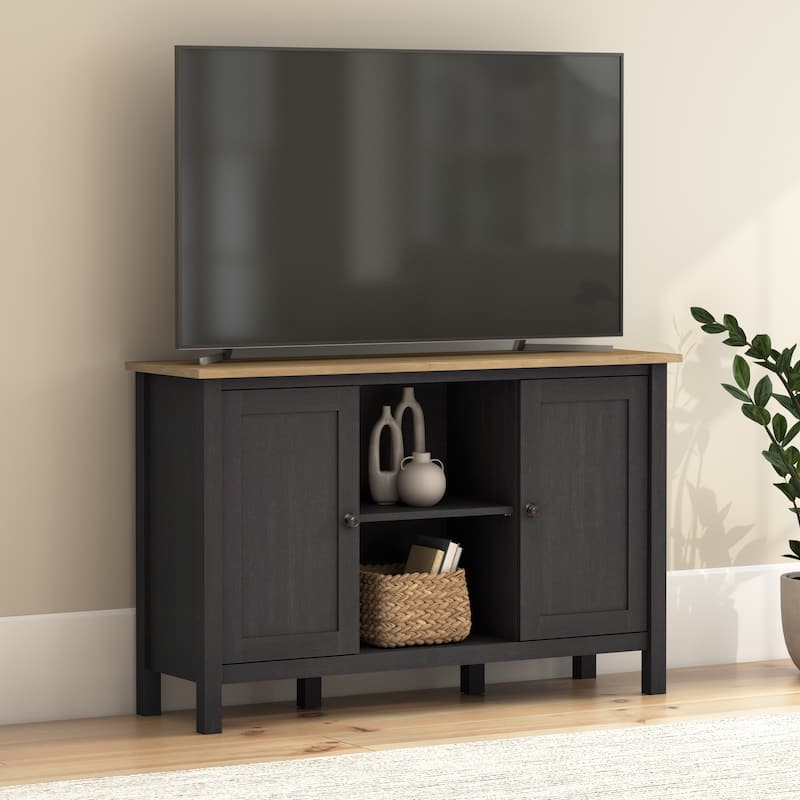 Bush Furniture Mayfield 48W Tall TV Stand Media Console. - Vintage Black/Reclaimed Pine