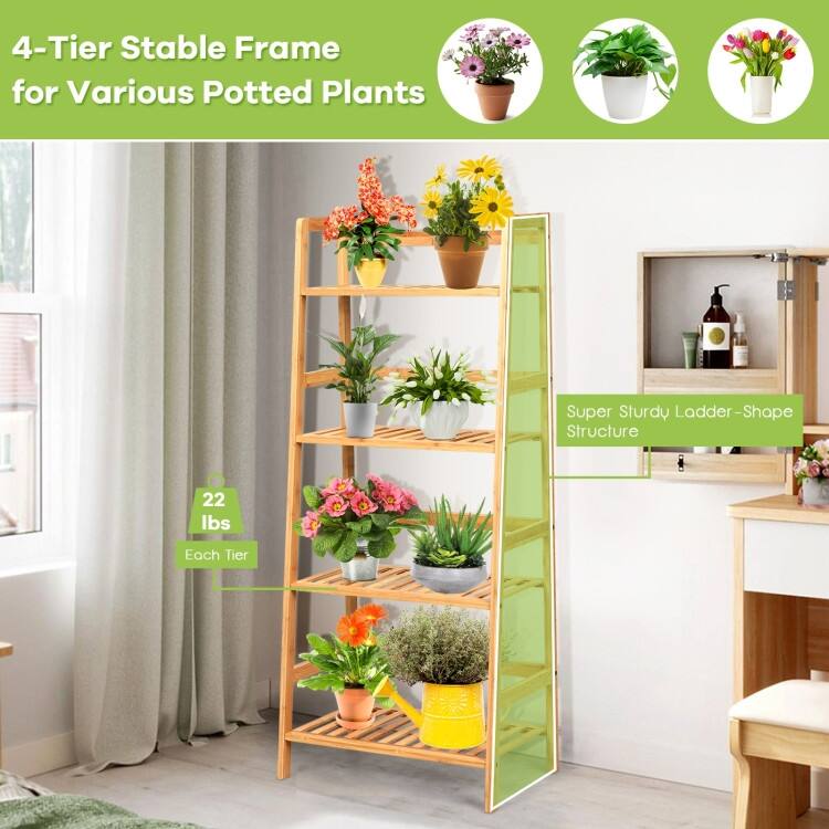 4-Tier Shelf with Guardrails for Living Room, Kitchen and Study Use - 19" x 12.5" x 45"