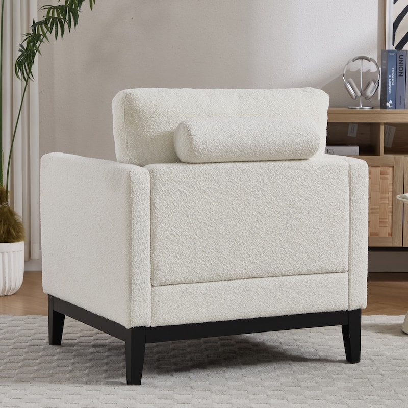 35.4"W Modern Reading Chair Set of 2,Upholstered Accent Chair with Pillows and Wood Legs