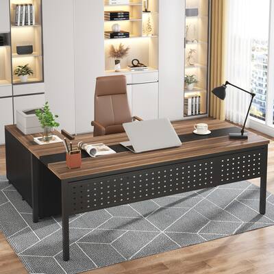 Modern Executive Desk, 70.8'' Computer Desk with 47 inch Lateral File Cabinet for Home Office
