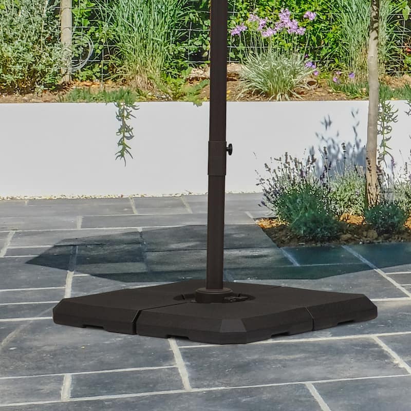 Heavy Duty 4-Piece Cantilever Offset Umbrella Stand Base with 264 lb. Capacity, Easy to Fill with Water or Sand