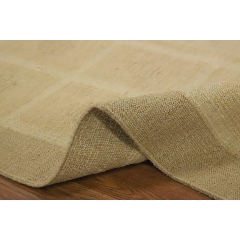 Hand Woven Oriental 100% Wool Carpet Southwestern Tribal Yellow & Gold Kilim Area Rug - 8' 8'' X 6' 1''
