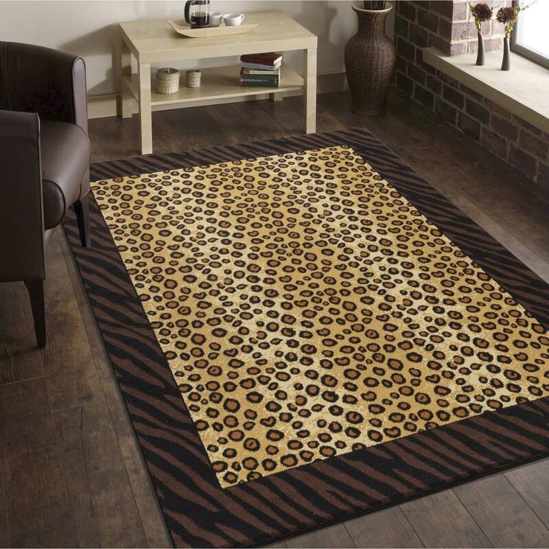 Multi 7 ft. 10 in. x 10 ft. 3 in. Animal Print Luxury Area Rug, 0.43 Pile Height – Sophisticated Warmth for Any Room - 6' x 7'