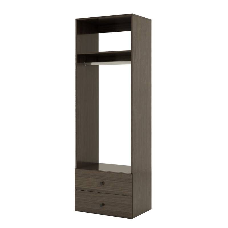 Modular Closet System Organizer with Hanging Rod and Adjustable Shelves, Wall-Mounted Walk in Closet Organizer with Drawers