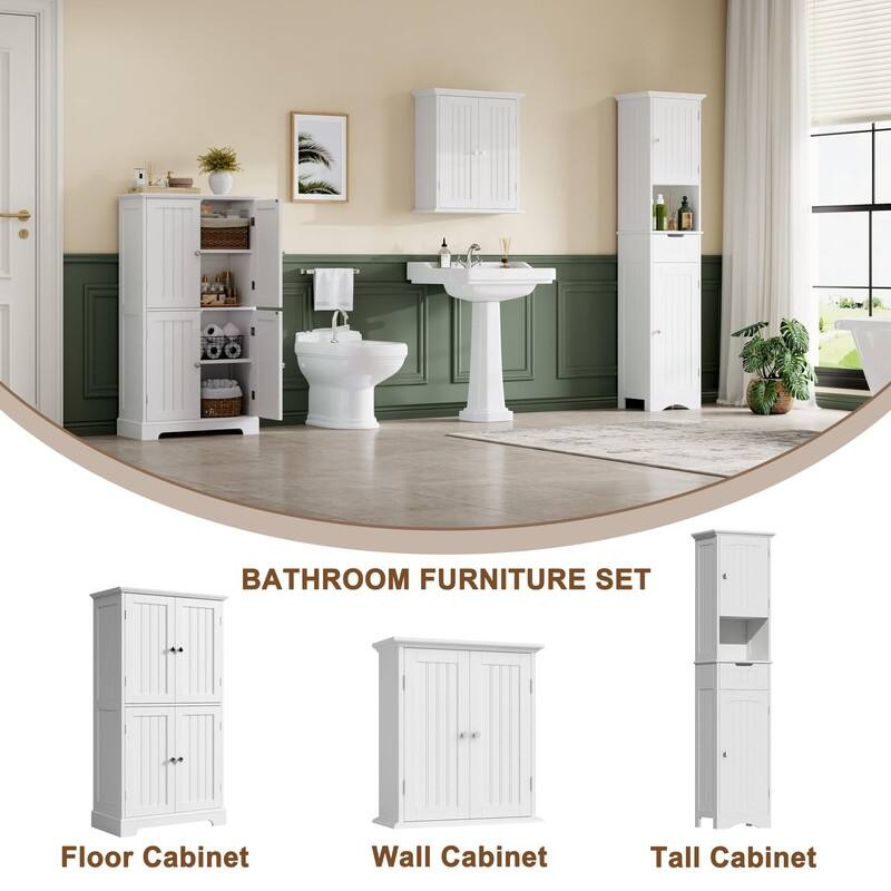 Bathroom Wall Cabinet, Over The Toilet Space Saver Storage Cabinet - 8.8"D x 21.1"W x 24"H