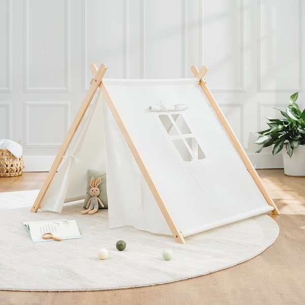 slide 2 of 24, Kids Play Tent, Indoor Canvas Play Tent by Comfy Cubs Natural Wood