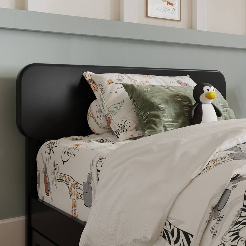 Florence Solid Wood Headboard - Black - Twin