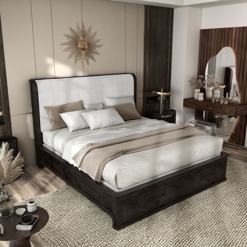 Furniture of America Addeso Modern Padded Wingback Panel Bed