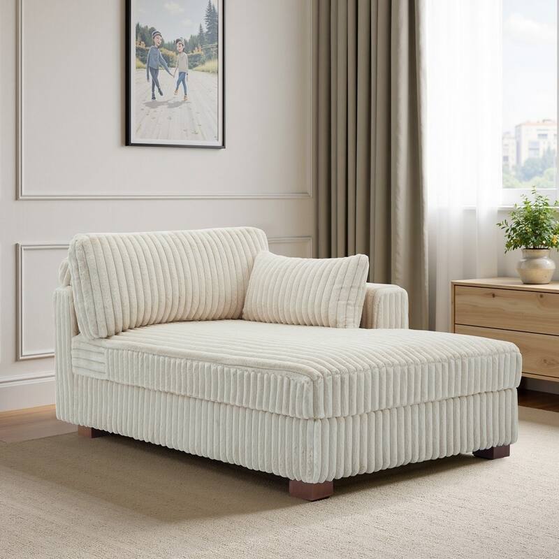 UIXE Modern Plush Corduroy Indoor Chaise Lounge Chair