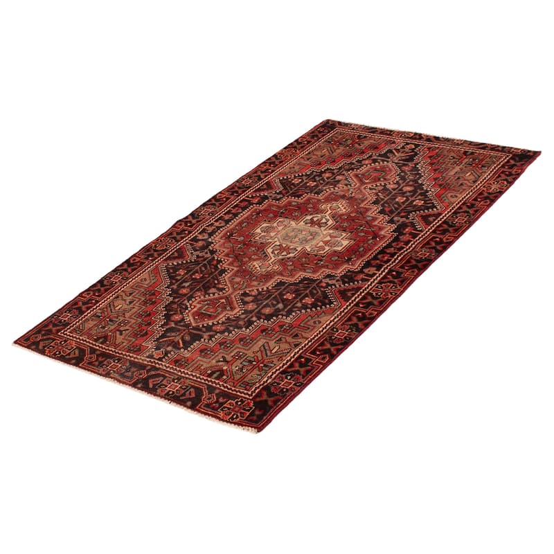 ECARPETGALLERY Hand-knotted Andelz Black, Red Wool Rug - 4' 2" x 7' 3"