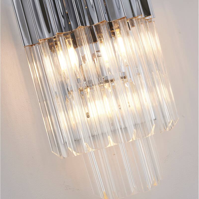 3-Light Chrome Stainless Steel Frame Wall Sconce