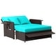 preview thumbnail 6 of 8, Rattan Two-seat Patio Chaise with Storage and Extending Side Tables