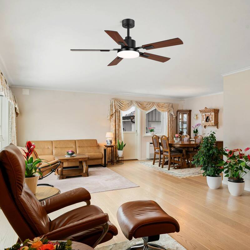 48/52/60-inch Modern Ceiling Fan with LED Light and Remote (3/5/6 Reversible Blades)