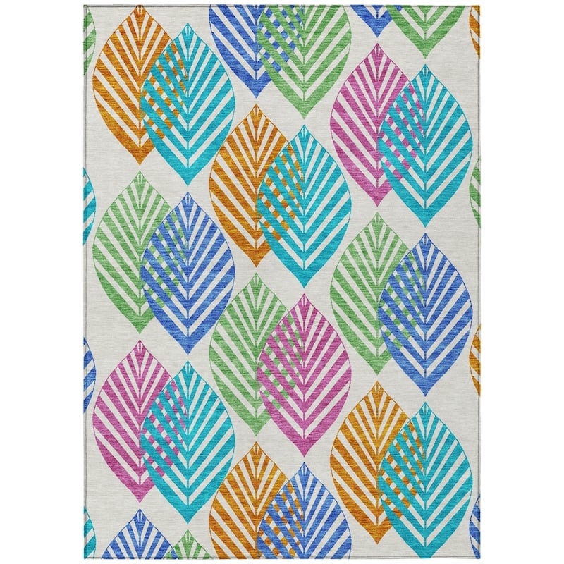 HomeRoots Floral Transitional Rectangle Outdoor Rug