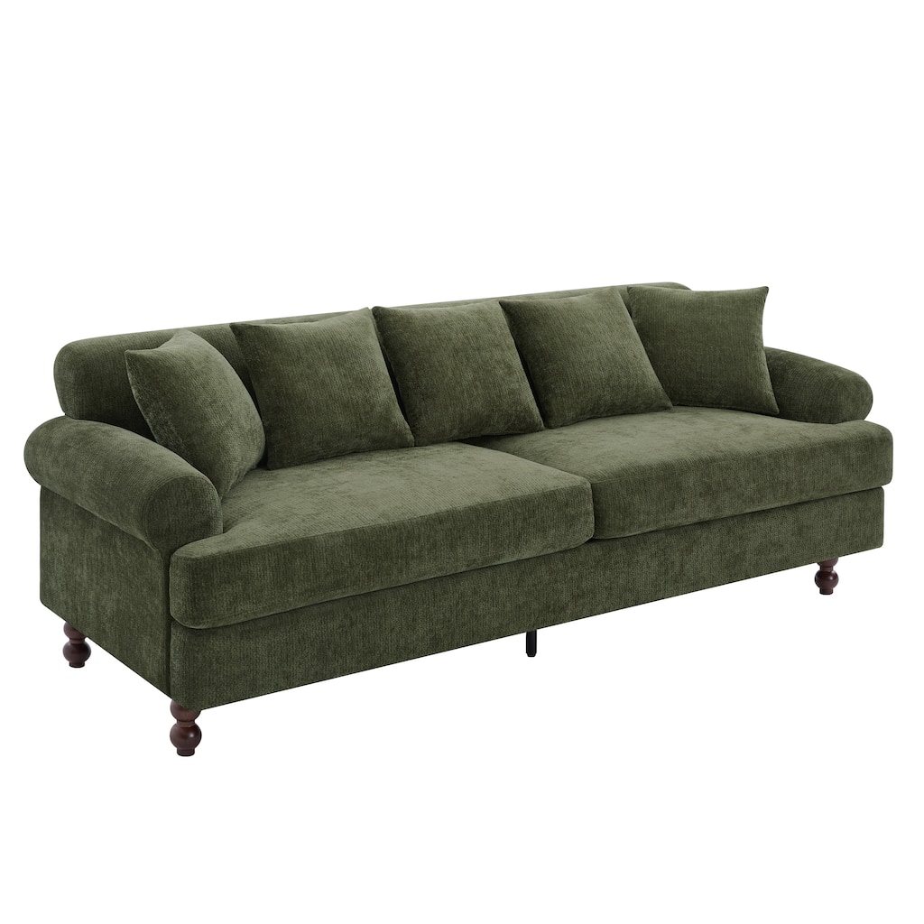 Christopher Knight Home - Loro Modern 81.5" Chenille Upholstered 3-Seater Sofa with Rolled Arms & Solid Wood Legs