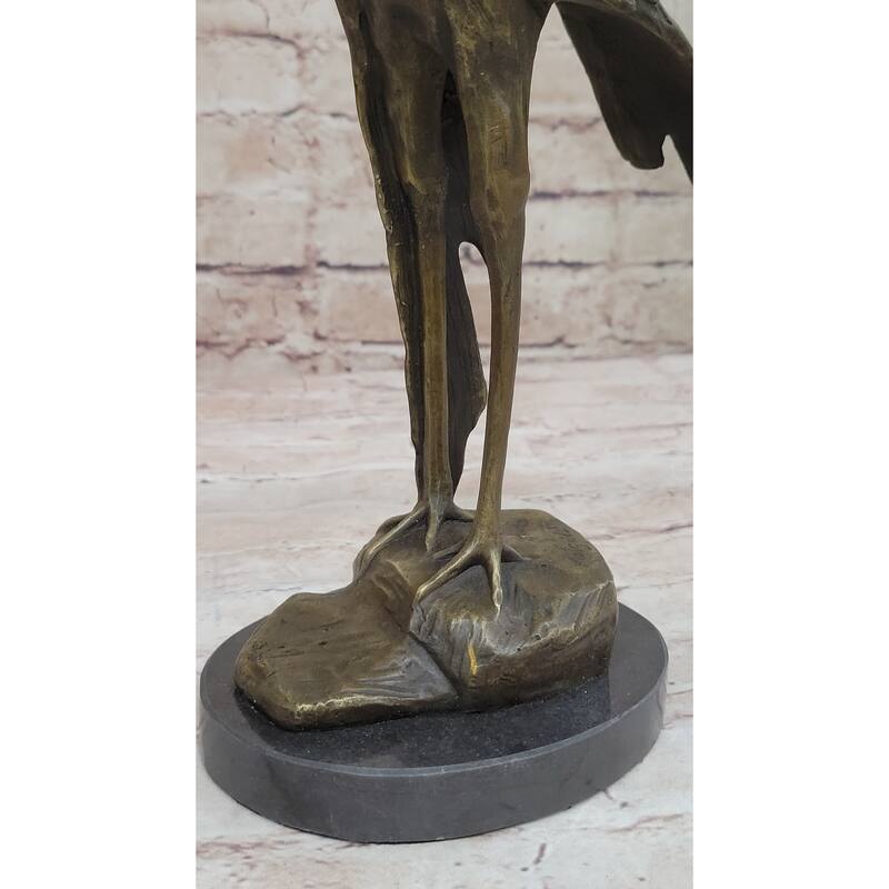 Bird Of Prey Vulture Bronze Statue Sculpture Figure On Marble Base 10 Inches X 9 Inches