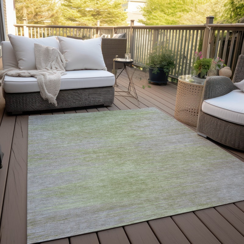 Machine Washable Indoor/ Outdoor Chantille Solid Ombre Rug - 5' x 7'6" - Sage