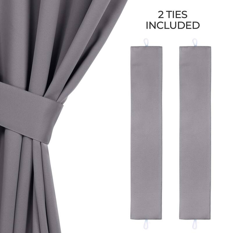 Superior Solid Machine Washable Room Darkening Blackout Curtains with Back Tabs, Set of 2
