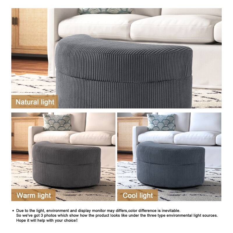 Moon Crescent Storage Upholstered Ottoman