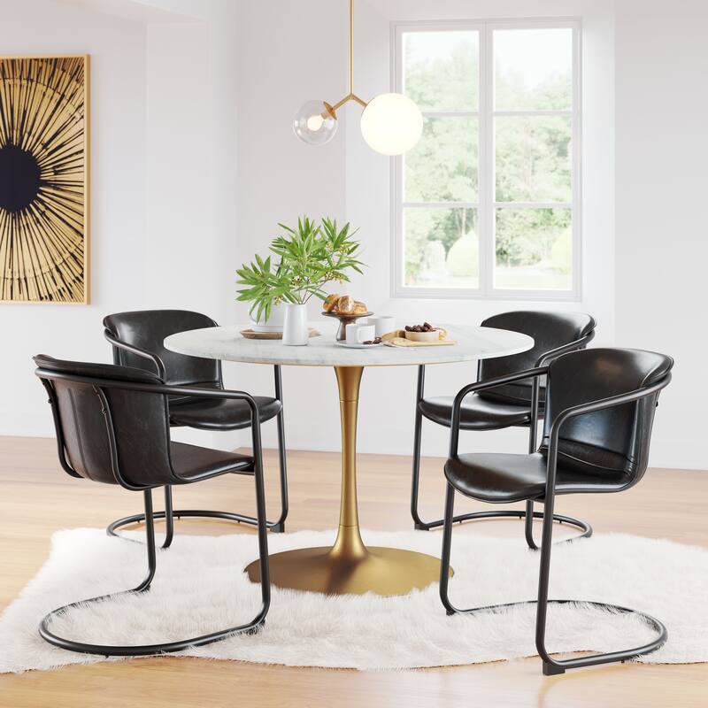 Berula Dining Table White & Gold