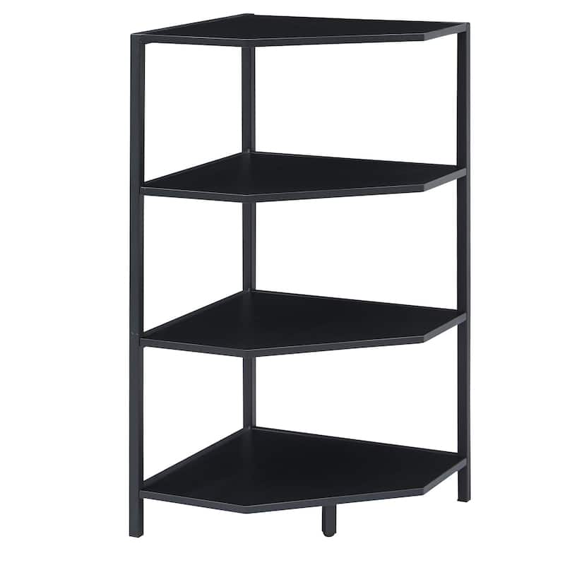 Javlergo Set of 2 Corner Shelf Freestanding 4-Tier Wood Storage Rack