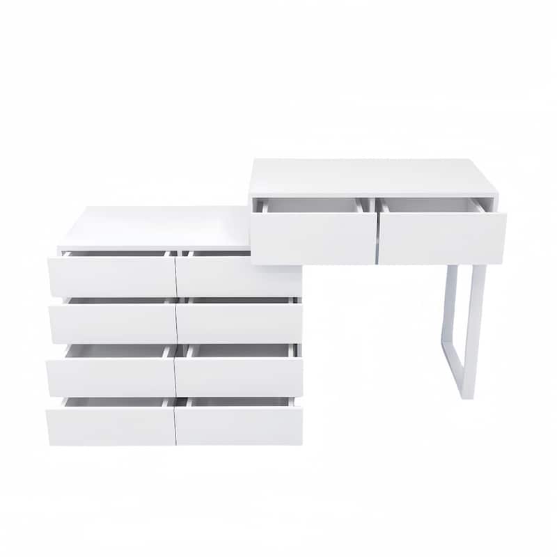 Extended Desktop 10 Drawers Storage Vanity without Handle