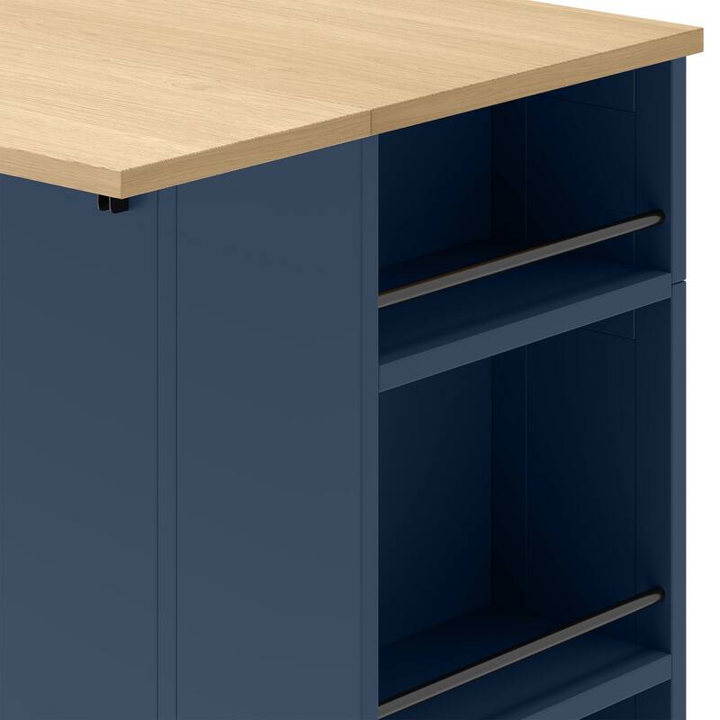 47 Inch Mobile Kitchen Island with 2 Seating Spaces Rolling Cart and Built-in Power Outlet for Convenient Storage and Dining