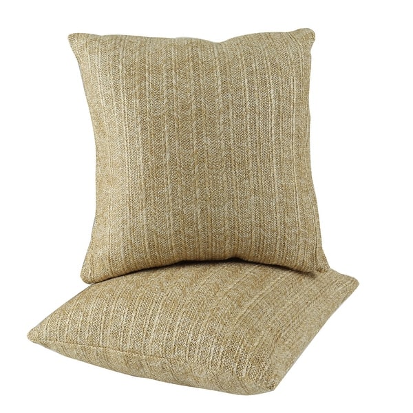 slide 2 of 11, Outdoor/Indoor Throw Pillows, Decorative Throw Pillows with Inserts, Simulated Straw Weaving 18"x18" Square Pillows (Set of 2) Yellow