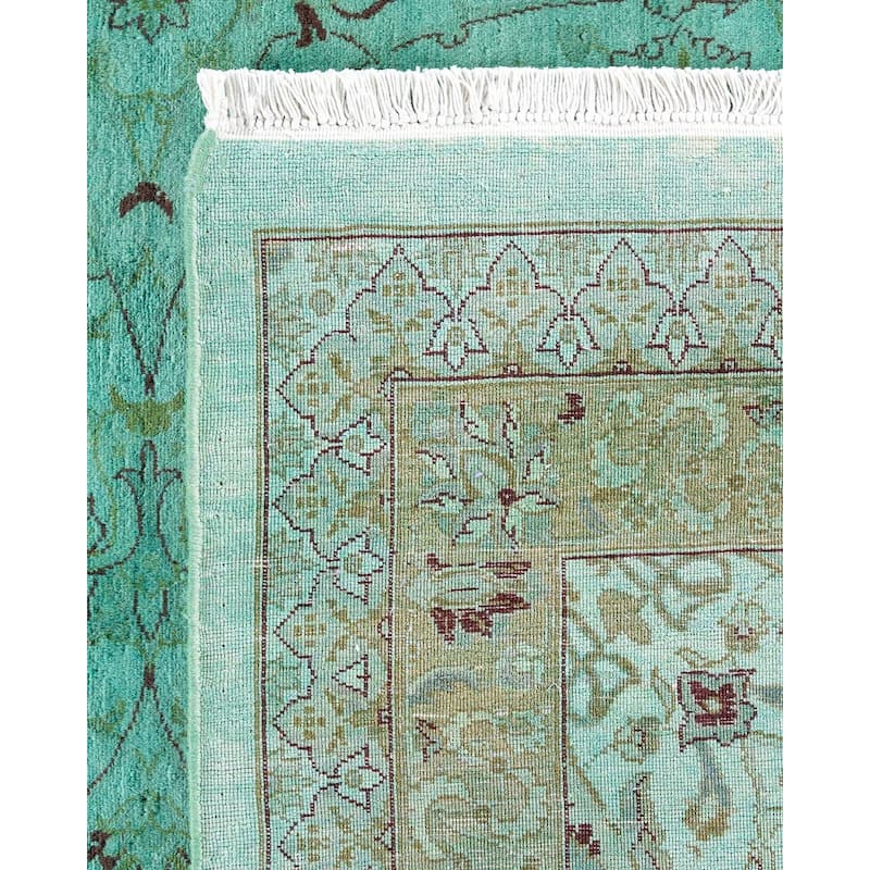 Fine Vibrance, One-of-a-Kind Hand-Knotted Area Rug - Green, 9' 1" x 11' 10" - 9' 1" x 11' 10"