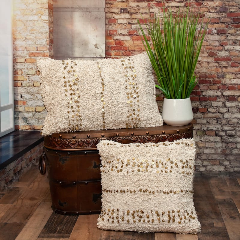 Bohemian Square Throw Pillow - 18" - Beige