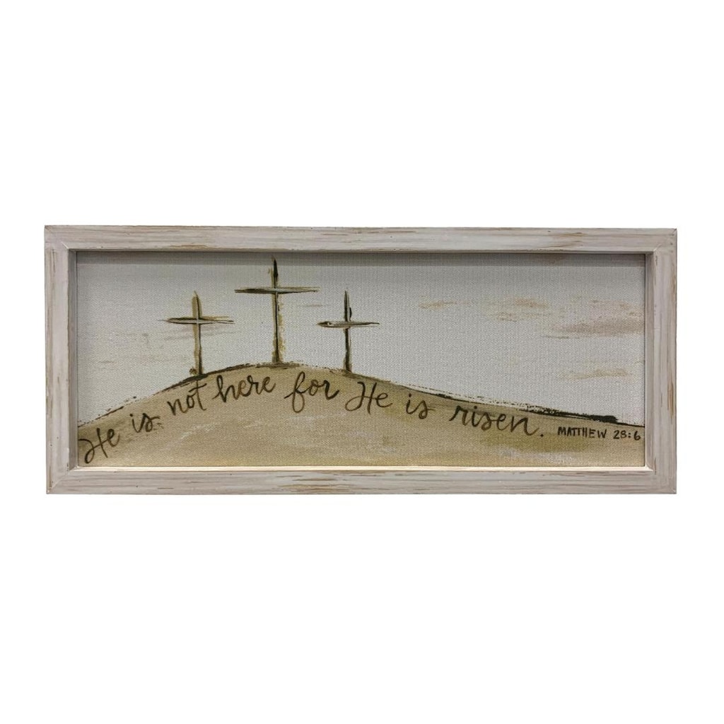 Transpac MDF/Fabric 3 Crosses Framed Printed Deco Home Decorations Easter