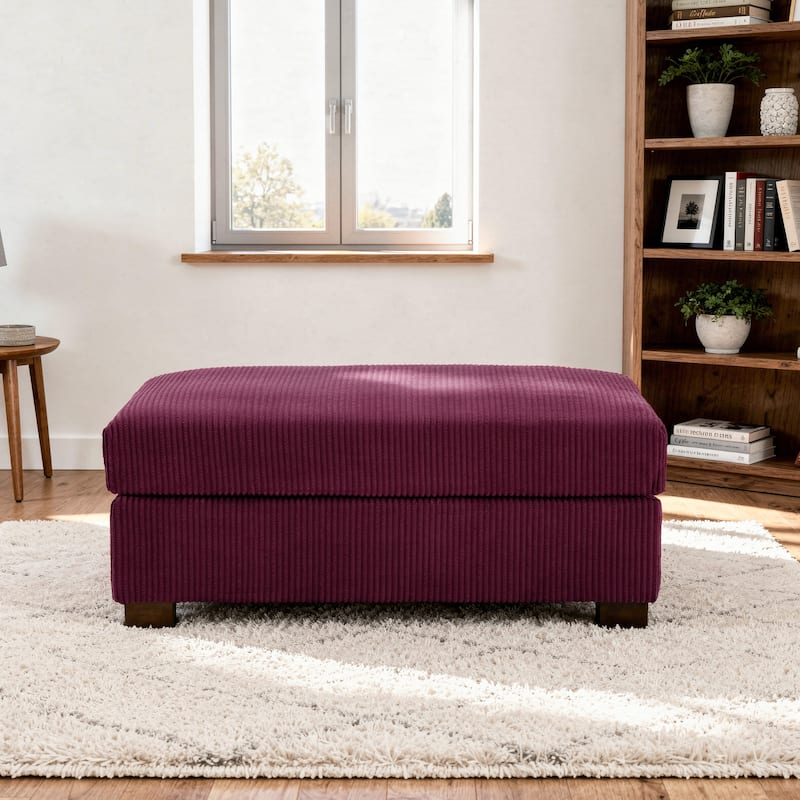 Modern Rectangle Oversized Stripe Corduroy Ottoman