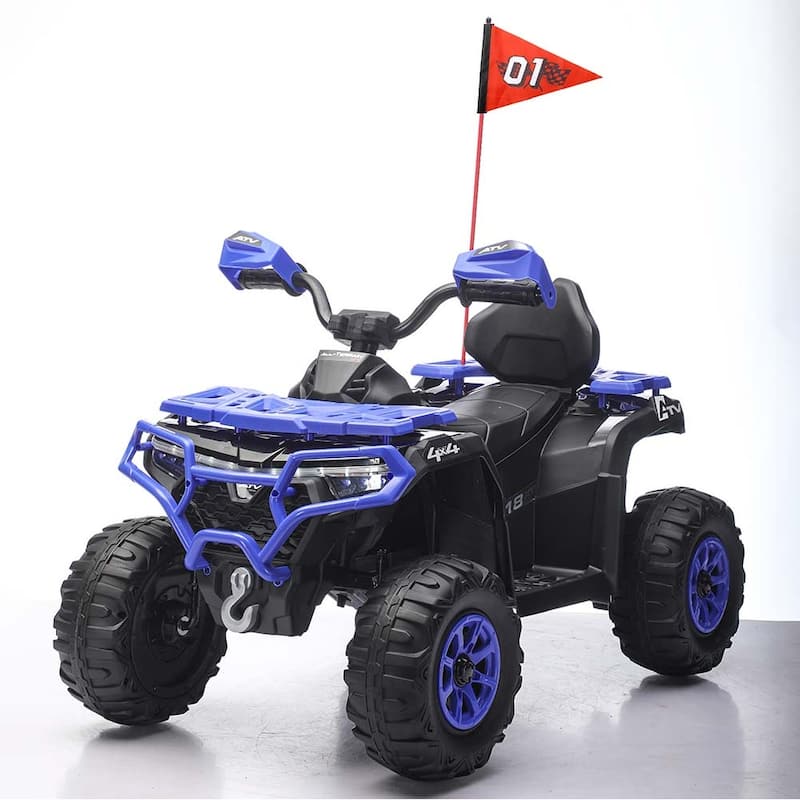 24V Kids Ride On Car with Parent Remote Control and LED Lights - Blue