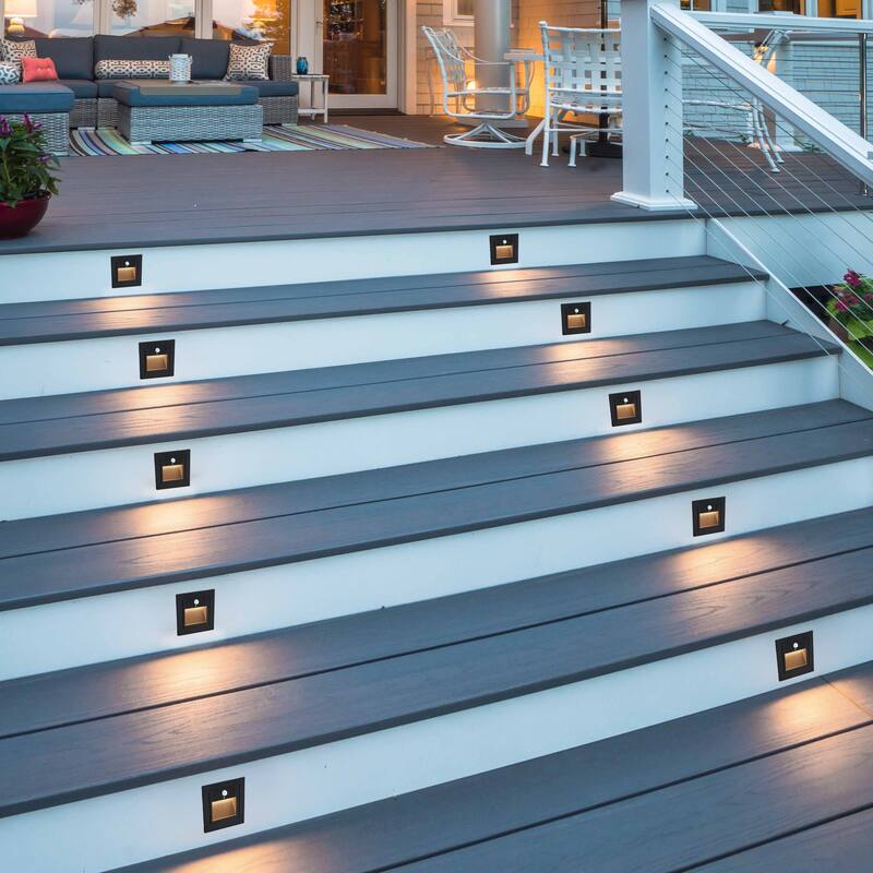 C Cattleya Black Aluminum Hardwired Motion Sensing Outdoor Step Light