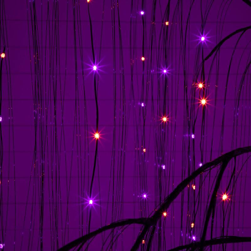 Pre-Lit Artificial Halloween Willow Tree - 7' - Purple and Orange LED Lights