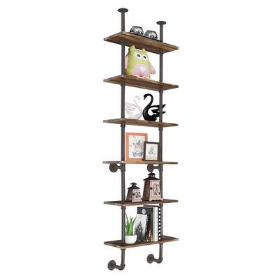 Costway 6-Shelf Rustic Pipe Shelving Unit, Vintage Industrial Pipe
