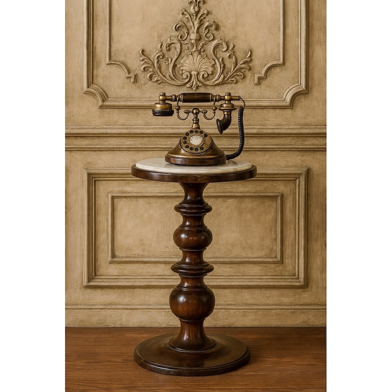 Solid Wood Bellmont Marble-Top Side Table