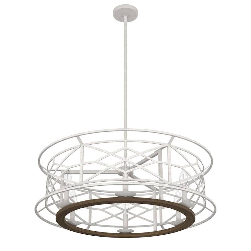 Hunter Langwood 30" 6-Light Round Chandelier - Dining Room, Entry - Caged, Contemporary, Modern Farmhouse, Transitional
