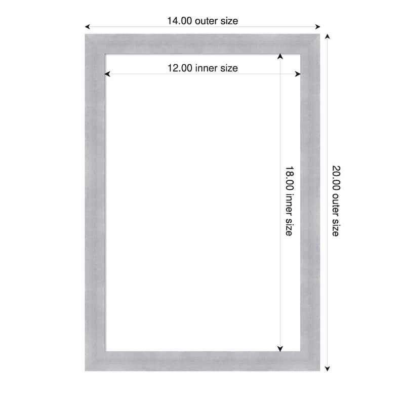 Amanti Art Grace Brushed Gold Narrow Framed Dry Erase Magnetic Board - 14 x 20 in - Grace Brushed Nickel Narrow
