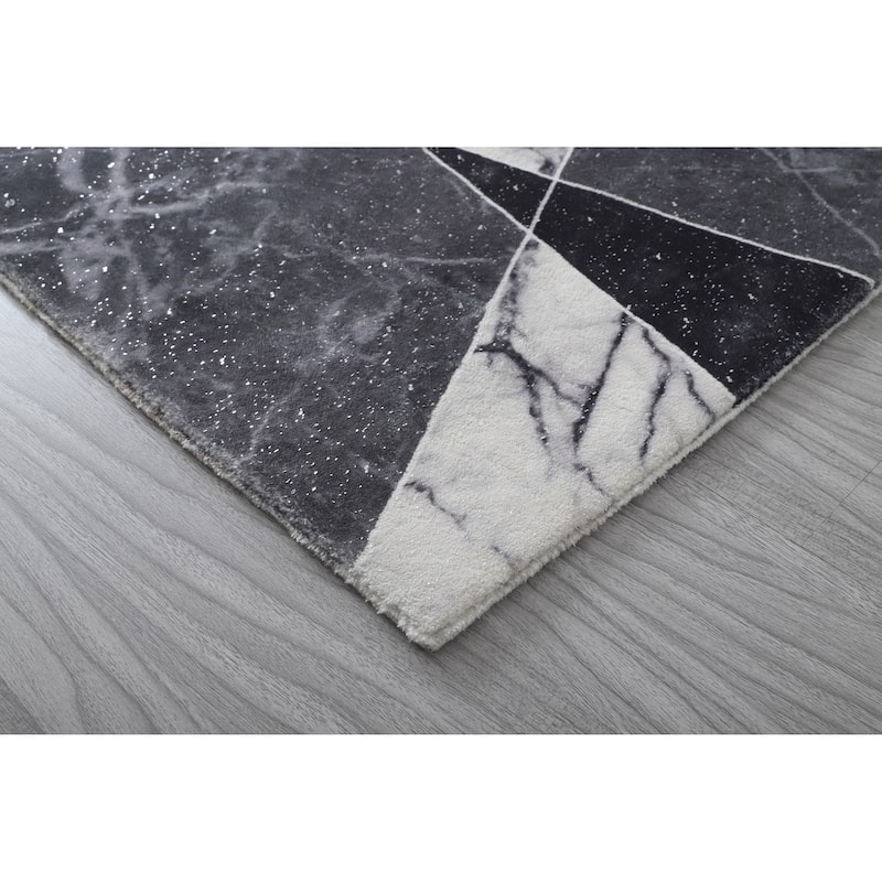 Retro Shag Collection Geometric Abstract Area Rug