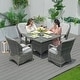 preview thumbnail 21 of 31, 5-Piece Aluminum Woven Rattan Dining Set with Cushions and Tempered Glass