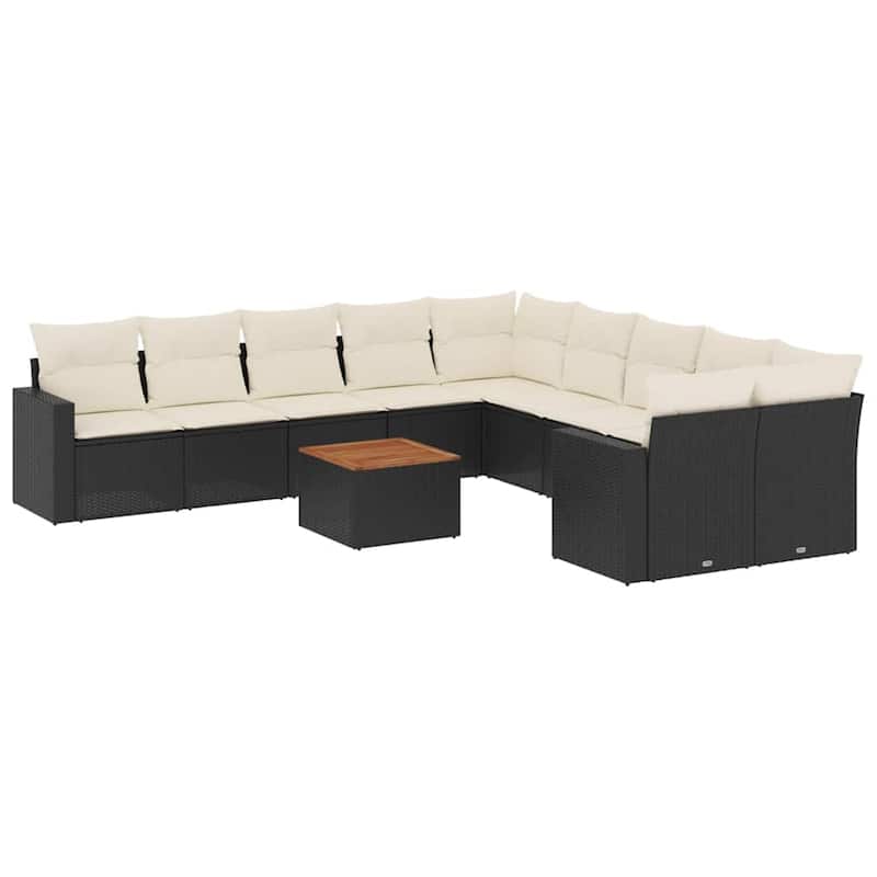 vidaXL Patio Sofa Set with Cushions Outdoor Furniture 11 Piece Poly Rattan