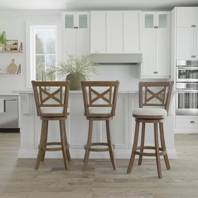 Hamlin Wood Swivel Stool, Brush Gray