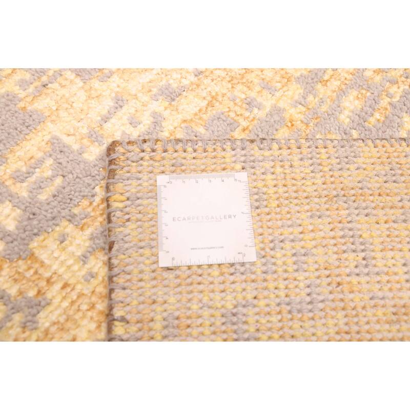 ECARPETGALLERY Hand-knotted Elysian Light Gold Viscose, Wool Rug - 6'6 x 9'8