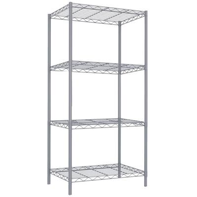 4 Tier Steel Wire Shelf, Grey