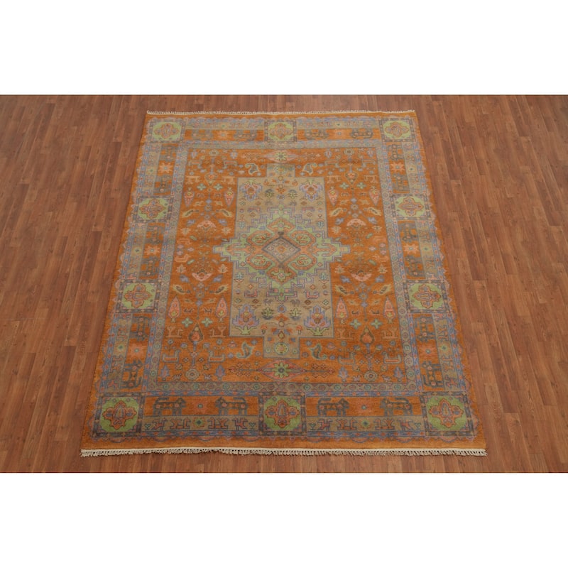 Hand Knotted Oriental 100% Wool Carpet Traditional Tribal Oranges & Rust Heriz (serapi) Area Rug - 10' 1'' X 8' 1''