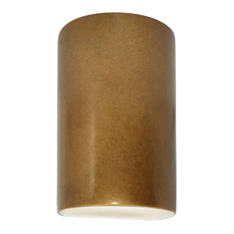 Justice Design Ambiance - Large Cylinder Wall Sconce - Open Top & Bottom (Outdoor) - Replaceable Bulb - Antique Gold